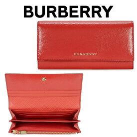 バーバリーBURBERRY レディース 二つ折り 長財布 ウォレット 3930472 60940 CORAL-RED レッド 海外輸入新古品