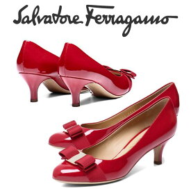 フェラガモ FERRAGAMO レディース リボン レザー ハイヒールパンプス 0592182 CARLA55 ROSSO 海外輸入新古品