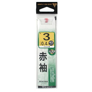 がまかつ 糸付 赤袖 針3号−ハリス0.4号【メール便】