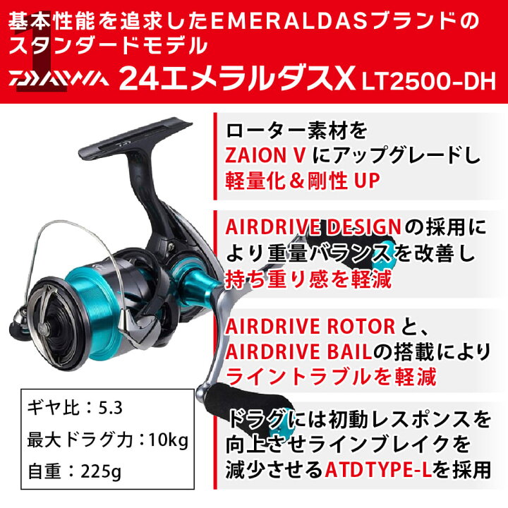 楽天市場】スピニングリール 釣得セット ダイワ エメラルダスX 