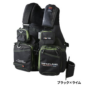 オレンジブルー ライフジャケット マズメ タイドマニア ライフジャケット フリー ブラック×ライム MZLJ-831