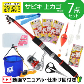 釣竿セット 釣楽セット 海釣り入門 堤防サビキ コンパクトロッド+糸付きリール 上カゴ 180 レッド #チョーラクセット