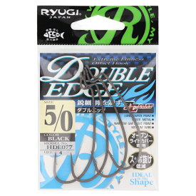 【お買い物マラソン！3点購入でP最大28倍！】ささめ針 リューギ ダブルエッジ #5/0 TCブラック HDE077【ゆうパケット】