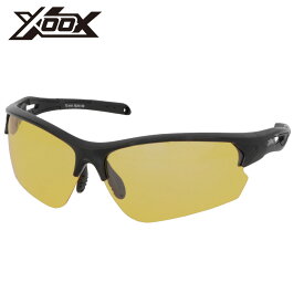 偏光グラス XOOX ナイト偏光サングラス ハーフリムI型 イエロー/ライトシルバーミラーレンズ