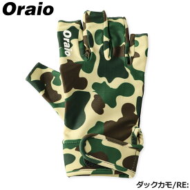 【スーパーSALE！最大P10倍&お得なクーポン配布中！】【現品限り】 ウェア Oraio(オライオ) サンシェードグローブ 5本切 L ダックカモ/RE：【ゆうパケット】