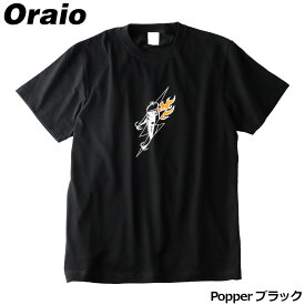 ウェア Oraio(オライオ) グラフィックTシャツ M Popper ブラック【ゆうパケット】
