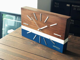 掛け時計 LABREA ラブレアクロック HERMOSA ハモサ NA-001 時計 置き時計 木製 リビング レトロ 北欧 西海岸 長方形 ウッドクロック かっこいい ウォールナット ナチュラル ブルー オリーブ