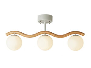 シーリングライト インターフォルム 照明 ウール HLULE シーリングランプ 3灯 おしゃれ ガラス 木 ダイニング リビング 白熱球 LED 北欧 レトロ モダン ミッドセンチュリー 寝室 6畳 8畳 LT-4543 LT-