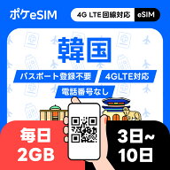 【レビュー特典あり】韓国 eSIM イーシム 1日2GB データ通信専用（電話番号なし）免税店クーポン＋空港鉄…