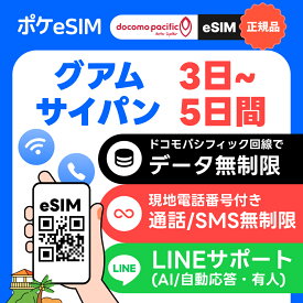 【決済後すぐメールで発行！】グアム サイパン eSIM イーシム データ無制限 使い放題 電話番号付き パスポート登録不要 ダウンロード期限：購入日から180日 3日間 5日間