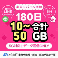 【レビュー特典あり】プリペイド 日本 SIM カード 180日間 楽天モバイル回線 データ通信のみ（電話番号な…