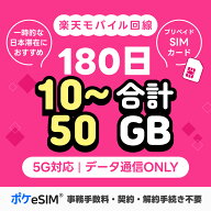 【レビュー特典あり】プリペイド 日本 SIM カード 180日間 楽天モバイル回線 データ通信のみ（電話番号な…