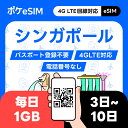 【決済後すぐメールで発行！】シンガポール eSIM イーシム 1日1GB データ通信専用（電話番号なし） ダウンロード期限：購入日から180日 3日間 5日間 7日間 10日間