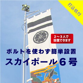 送料無料 【 幟用 スカイポール 6号 打込杭付 】 アルミ ポール 6m 神社 祭り のぼり 幟 旗 のぼり旗 武者絵のぼり 武者幟 節句のぼり 節句幟 男の子 初節句 こどもの日 端午の節句 軽い 簡単 少人数 伸縮 大型 日本製 ポレスト