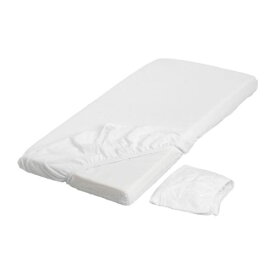 【IKEA -イケア-】LEN -レーン- ボックスシーツ ベビーベッド用 ホワイト 60x120 cm 2ピースセット (101.690.60)