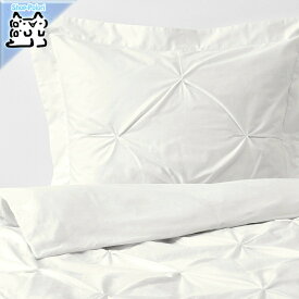 【IKEA -イケア-】TRUBBTAG -トゥルッブト- 掛け布団カバー＆枕カバー シングルサイズ用 ホワイト 150x200/50x60 cm (304.821.15)
