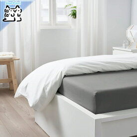 【IKEA -イケア-】DVALA -ドヴァーラ- ボックスシーツ ライトグレー シングルサイズ 90x200 cm (304.824.60)