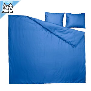 【 IKEA - イケア -】PILTANDVINGE -ピルタンドヴィンゲ- 掛け布団カバー&枕カバー 枕カバー2枚 ダブルサイズ用 ブルー 200x200/50x60 cm (305.823.89)