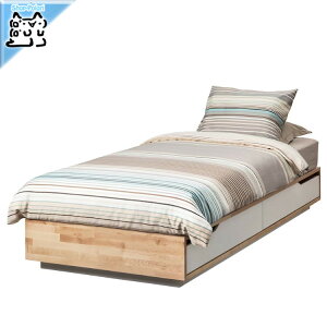 IKEA �C�P�A MANDAL �}���_�[�� �x�b�h�t���[�� ���[�t�� �o�[�`/�z���C�g 90x200 cm �V���O���T�C�Y �x�b�h�x�[�X�i���̂��j�t��(602.446.08)
