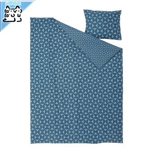 【 IKEA - イケア -】ANGSNEJLIKA -エングスネイリカ- 掛け布団カバー&枕カバー シングル ダークブルー/ライトブルー 150x200/50x60 cm (605.853.48)