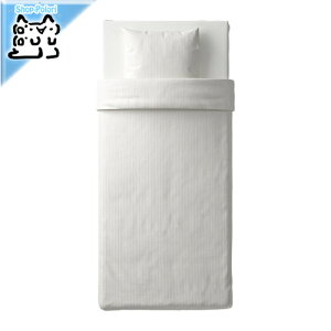 【 IKEA - イケア -】NATTJASMIN -ナットヤスミン- 掛け布団カバー&枕カバー シングルサイズ用 ホワイト 150x200/50x60cm (803.371.78)