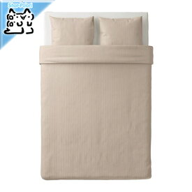 【IKEA -イケア-】NATTJASMIN -ナットヤスミン- 掛け布団カバー＆枕カバー ダブルサイズ用（枕カバー2枚） ライトベージュ 200x200/50x60 cm (904.426.02)