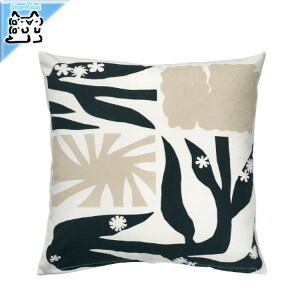 【 IKEA - イケア -】DRABOR -ドラボル- クッションカバー ブラック/ライトベージュ 50x50 cm (806.046.28)