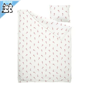 【 IKEA - イケア -】LOVSANGARE -ローヴソンガーレ- 掛け布団カバー&枕カバー キャンディーケーン模様 150x200/50x60 cm (406.122.44)