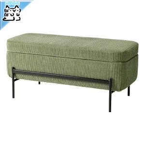 【 IKEA - イケア -】VALTORP -ヴァルトルプ- ベンチ 収納付き/サムサーラ ダークイエローグリーン 103 cm (505.727.80)