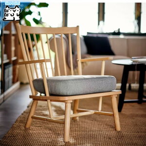 【 IKEA - イケア -】PERSBOL -ペルスボル- パーソナルチェア バーチ/ティッブレビ ベージュ/グレー 69 × 70 × 84 cm (105.259.22)