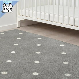 【IKEA -イケア-】LEN -レーン- ラグ 水玉模様 グレー 133x160 cm 絨毯 カーペット (704.539.22)