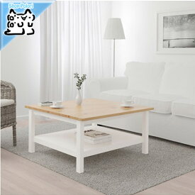 【IKEA -イケア-】HEMNES -ヘムネス- コーヒーテーブル ホワイトステイン/ライトブラウン 90x90 cm (104.134.96)