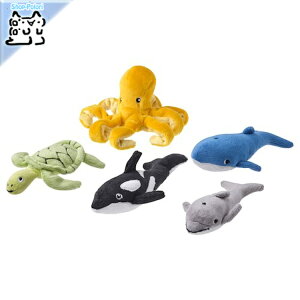 【 IKEA - イケア -】BLAVINGAD -ブローヴィンガード- ソフトトイ5点セット 海の動物/ミックスカラー (105.221.17)