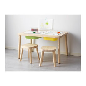 【IKEA -イケア-】ikea おもちゃ 収納 FLISAT -フリサット- 子供用収納付テーブル パイン無垢材 83x58 cm (302.984.19)