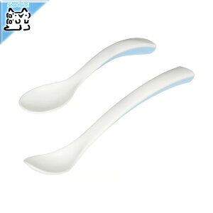 【 IKEA - イケア -】BORJA -ボリヤ- フィーディングスプーン&ベビースプーン ホワイト/ブルー 2ピースセット (705.968.17)