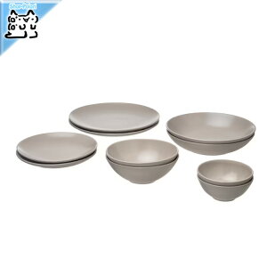【 IKEA - イケア -】FARGKLAR - フェルグクラー - 食器10点セット マット ライトグレー (805.724.39)