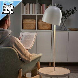 【IKEA -イケア-】TRINDSNO - トリンドスノー - テーブル付 フロアランプ ホワイト メタル/バーチ材突き板 フロアライト(405.533.10)