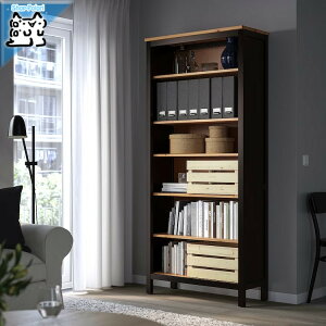 【 IKEA - イケア -】HEMNES -ヘムネス- 本棚 ブラックブラウン/ライトブラウン 90x198 cm (704.522.96)