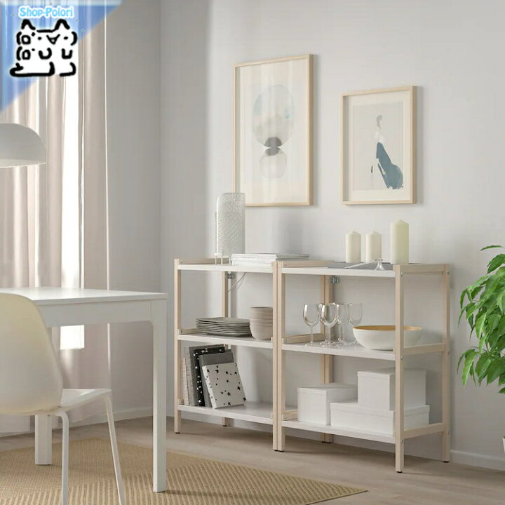 楽天市場 Ikea Original Ekenabben エーケナッベン オープンシェルフユニット アスペン ホワイト 70x34x86 Cm Shop Polori 楽天市場店