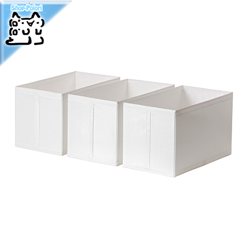 片側に持ち手が付いているので 出し入れ簡単 IKEA 商舗 代引き不可 Original SKUBB -スクッブ- ホワイト ボックス 31×55×33 3ピースセット cm