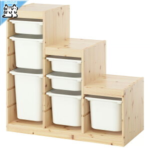 �y IKEA - �C�P�A -�zTROFAST - �g���t�@�X�g - ���[�R���r�l�[�V���� ���i�t���[�� (�K�i�^) BOX�t�� �g�ݍ��킹���[ �I�[�v�����[ �I / �X�e�C���p�C�� / �z���C�gBOX 94x44x91 cm (996.066.70)