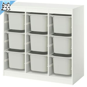 �y IKEA - �C�P�A -�zTROFAST - �g���t�@�X�g - ���[�R���r�l�[�V���� BOX�t�� �g�ݍ��킹���[ �I�[�v�����[ �I / �z���C�g / �O���[BOX 99x44x95 cm (996.131.33)