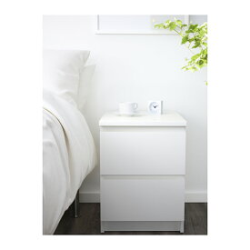 【IKEA -イケア-】MALM -マルム- チェスト（引き出し×2）ベッドサイドテーブル ホワイト 40×55cm (103.546.42)