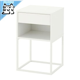 【IKEA -イケア-】VIKHAMMER -ヴィークハムメル- ベッドサイドテーブル ホワイト 40x39 cm (803.889.74)