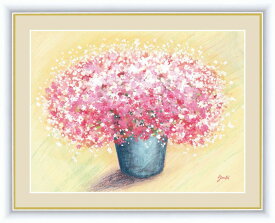【インテリアアート】洋　美 可愛いピンクのブーケ F6 52×42cm 木製フレーム