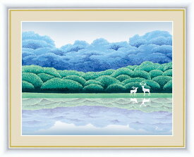 【インテリアアート】竹内 凛子 湖畔清涼 F6 52×42cm 木製フレーム