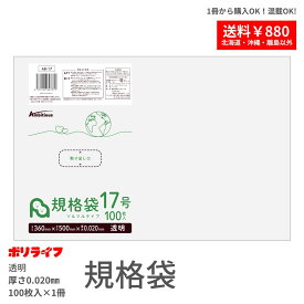 【新生活応援ポイント5倍】【バラ販売】規格袋 17号 透明 100枚 1冊 410円 LDPE素材 ポリ袋 ビニール袋 AB-17_br ポリライフ ポリシャス アンビシャス