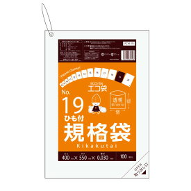 FCH-19 ひも付 規格袋 19号 0.030mm厚 透明 100枚x20冊/ポリ袋 袋 保存袋 食品袋 平袋 食品用 検食 厨房 保育園 食品検査適合 RoHS指定 サンキョウプラテック 送料無料 あす楽 即納