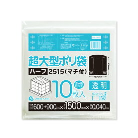 超大型ポリ袋 (マチ付き) 透明 2500x1500 0.040mm厚 10枚x6冊 LN-2515/ポリ袋 ゴミ袋 ごみ袋 収納 梱包 パレットカバー 大型カバー袋 大型収納袋 収納用 保護用 大きいサイズ 特大 サンキョウプラテック 送料無料 即納