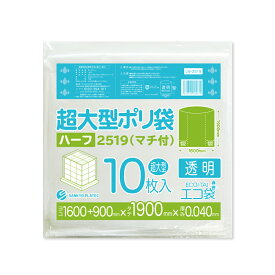 超大型ポリ袋 (マチ付き) 透明 2500x1900 0.040mm厚 10枚x6冊 LN-2519 /ポリ袋 ゴミ袋 ごみ袋 収納 梱包 パレットカバー 大型カバー袋 大型収納袋 収納用 保護用 大きいサイズ 特大 サンキョウプラテック 送料無料 即納